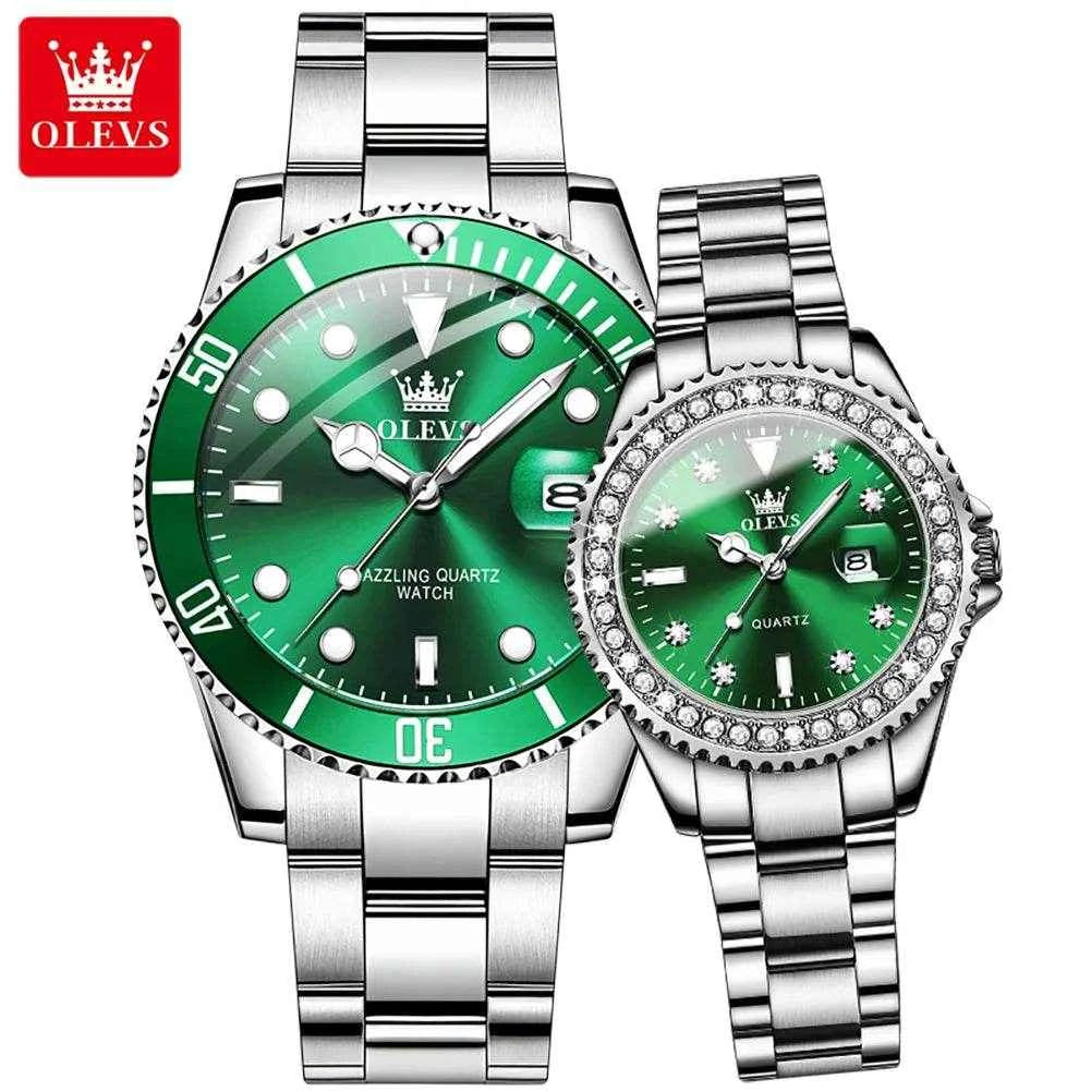 Reloj de lujo OLEVS 9945 para parejas elegantemente diseñados