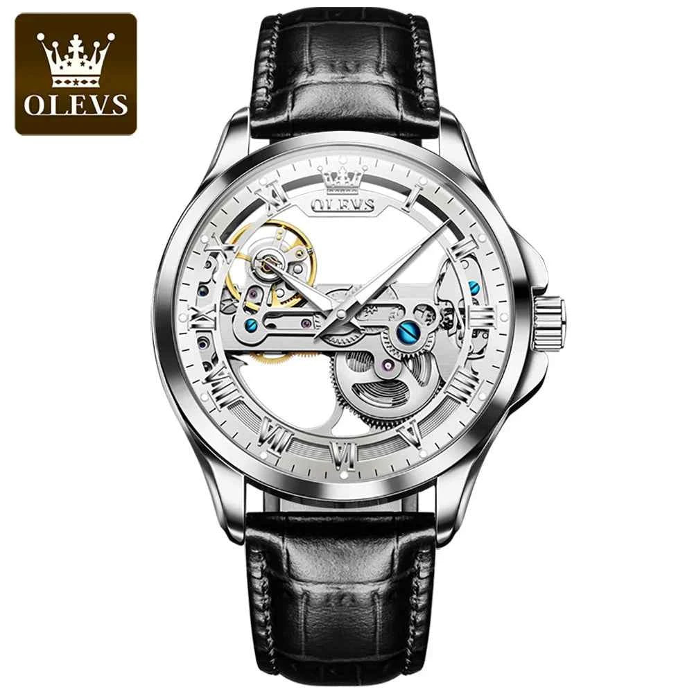 Reloj automático de lujo OLEVS de 41mm con tourbillon, impermeable