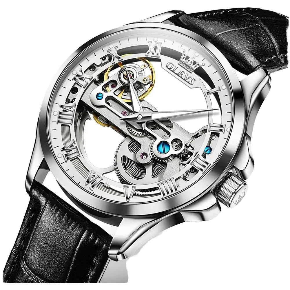 Reloj automático de lujo OLEVS de 41mm con tourbillon, impermeable