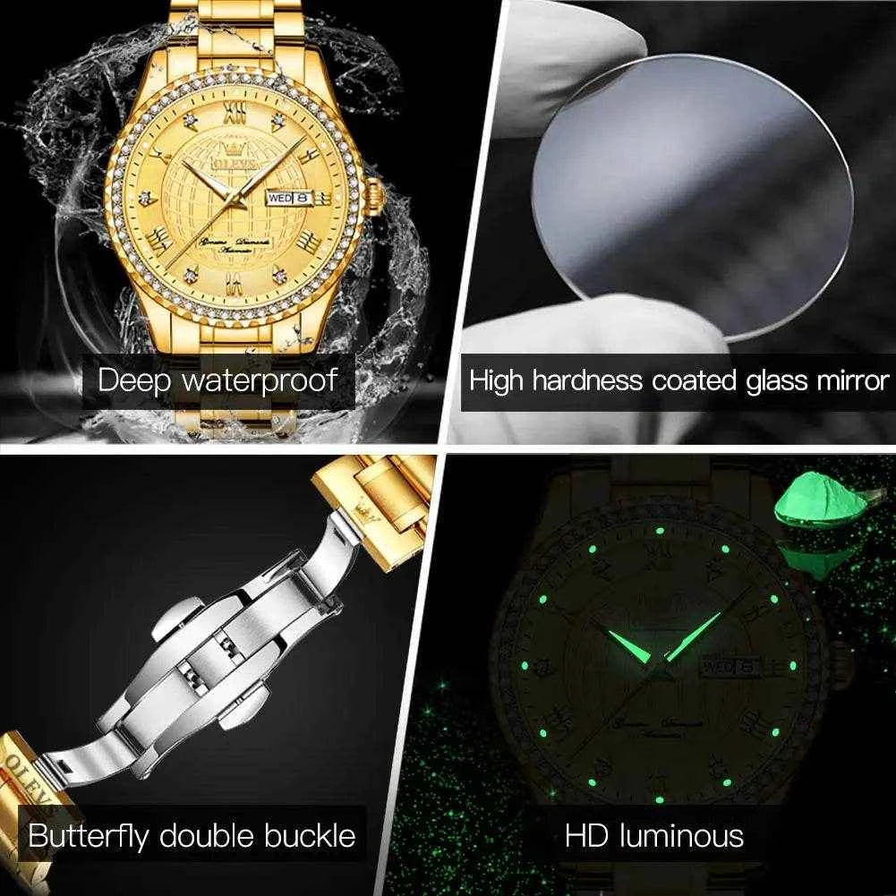 Reloj OLEVS 6616 Hombre de Lujo en Acero Inoxidable - Resistente al Agua