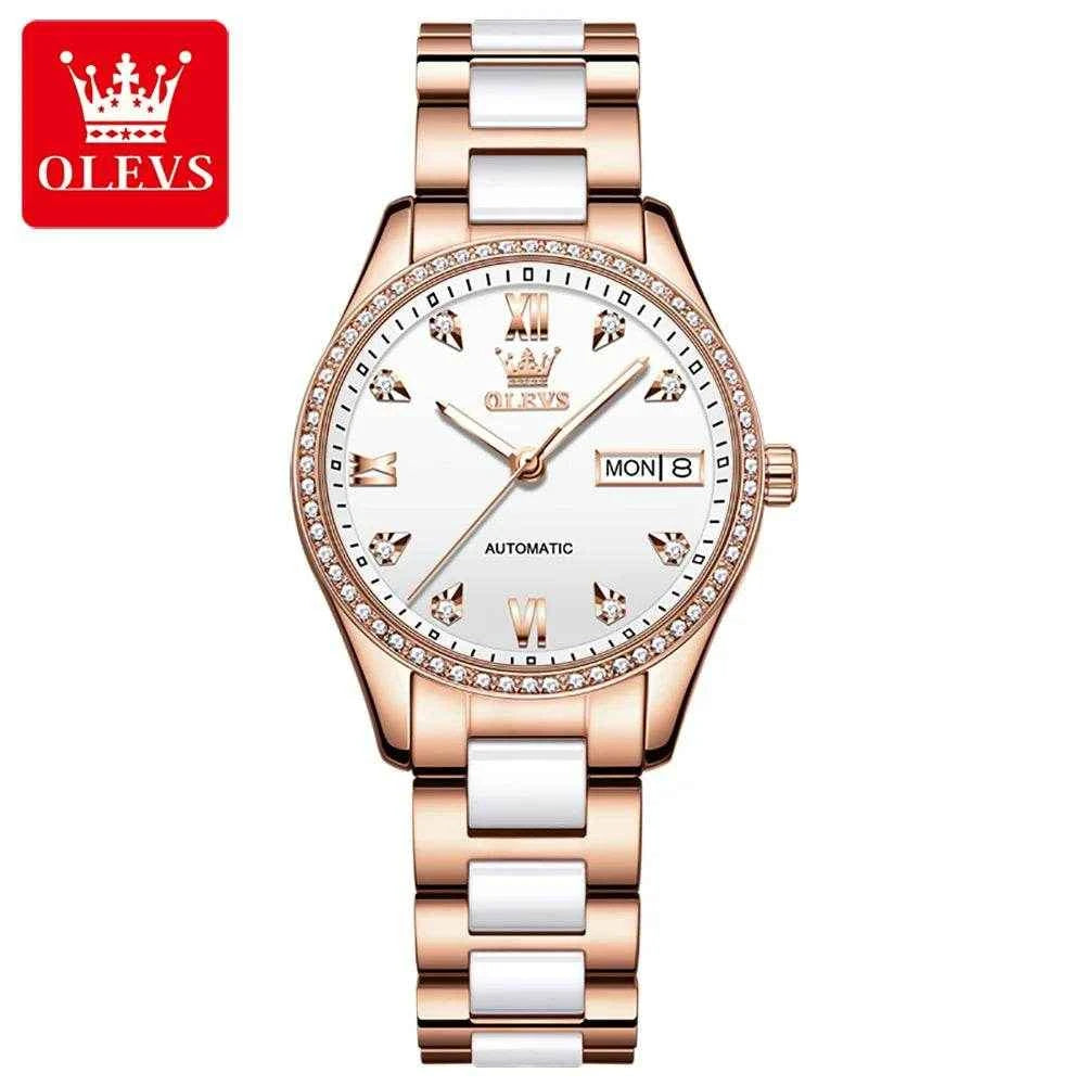 Reloj mecánico OLEVS 6637 de cerámica de lujo