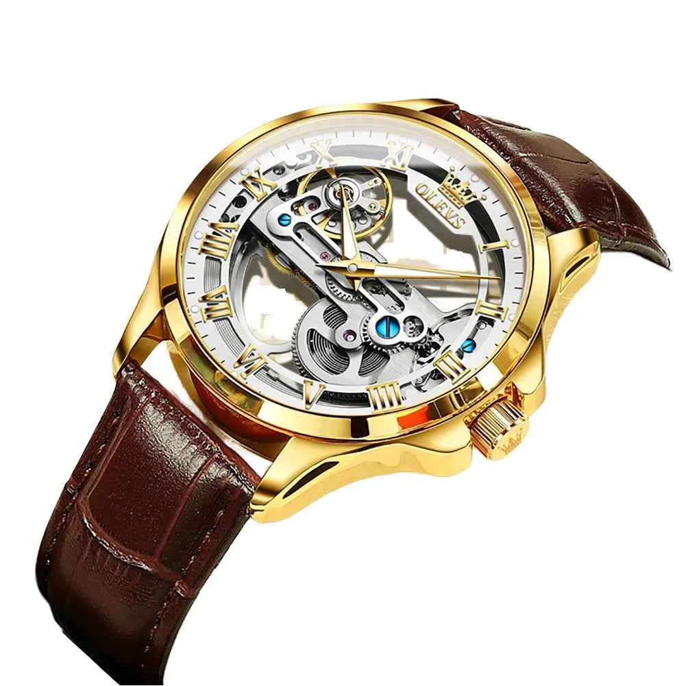 Reloj automático de lujo OLEVS de 41mm con tourbillon, impermeable