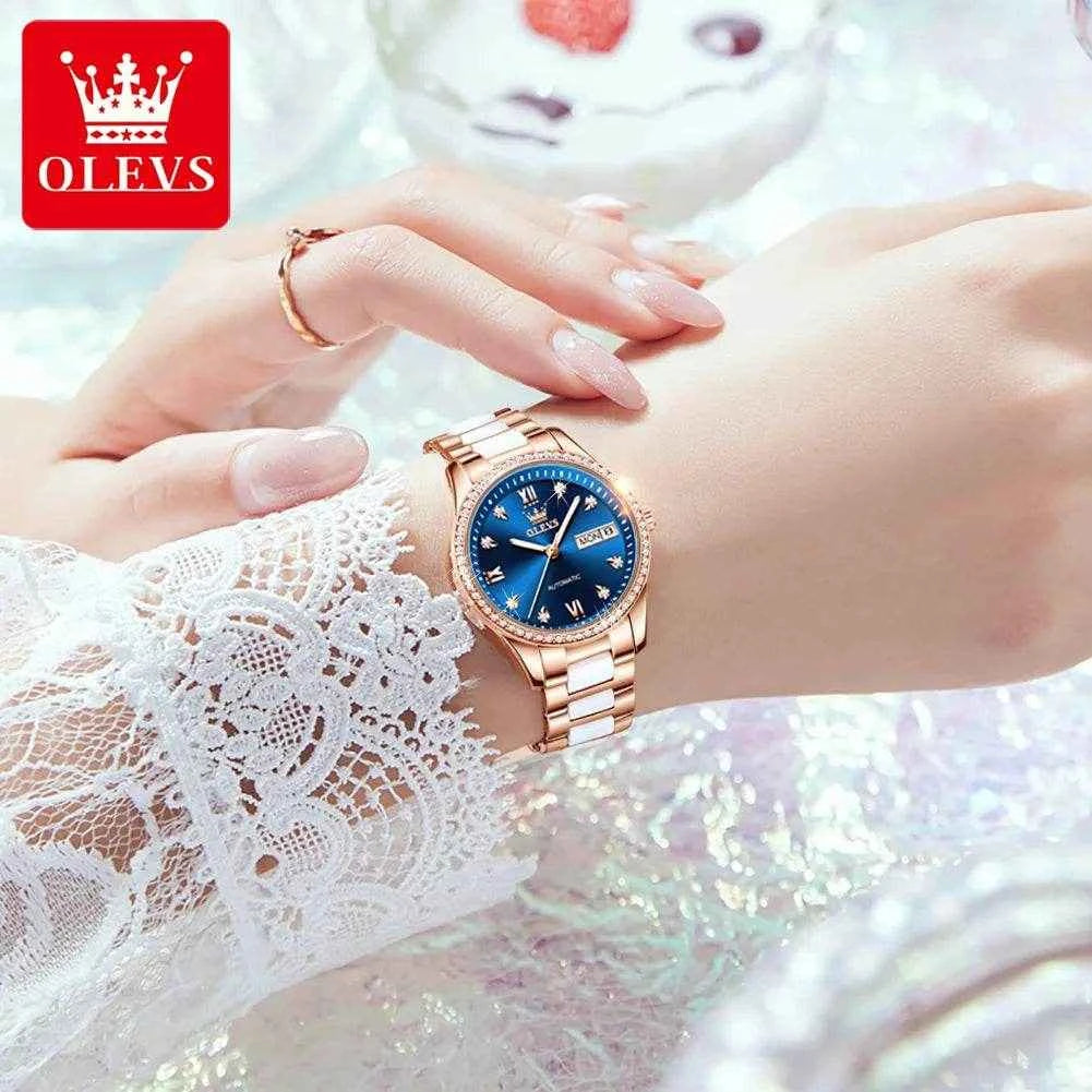 Reloj mecánico OLEVS 6637 de cerámica de lujo