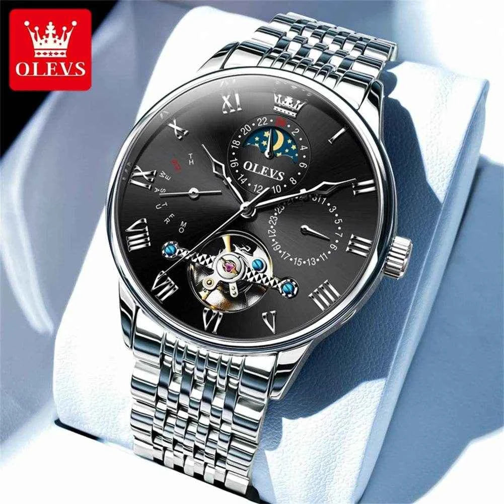 Reloj OLEVS 7009 Hombre Cuero de Estilo Elegantemente Clásico