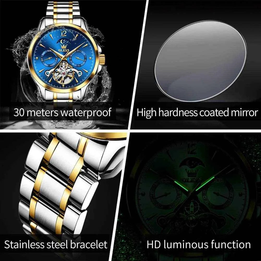 Reloj automático OLEVS 6663 hombre: Diseño elegante y precisión excepcional