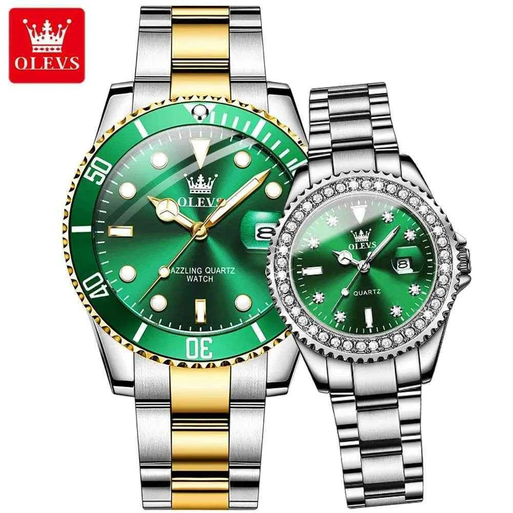 Reloj de lujo OLEVS 9945 para parejas elegantemente diseñados