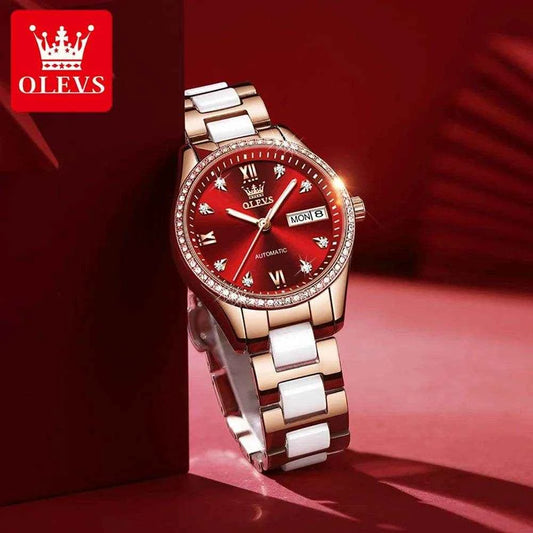 Reloj mecánico OLEVS 6637 de cerámica de lujo