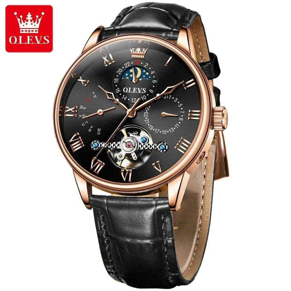 Reloj OLEVS 7009 Hombre Cuero de Estilo Elegantemente Clásico