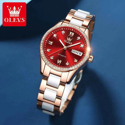Reloj mecánico OLEVS 6637 de cerámica de lujo