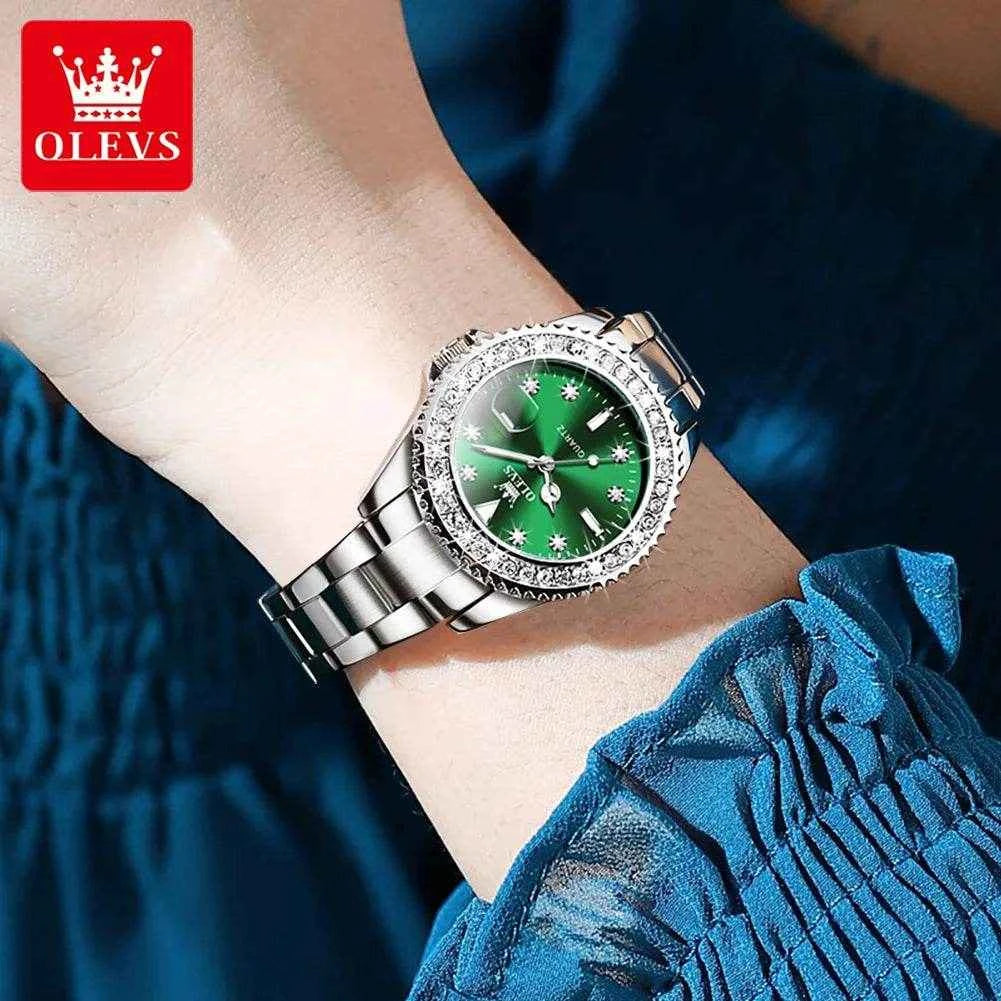 Reloj de lujo OLEVS 9945 para parejas elegantemente diseñados