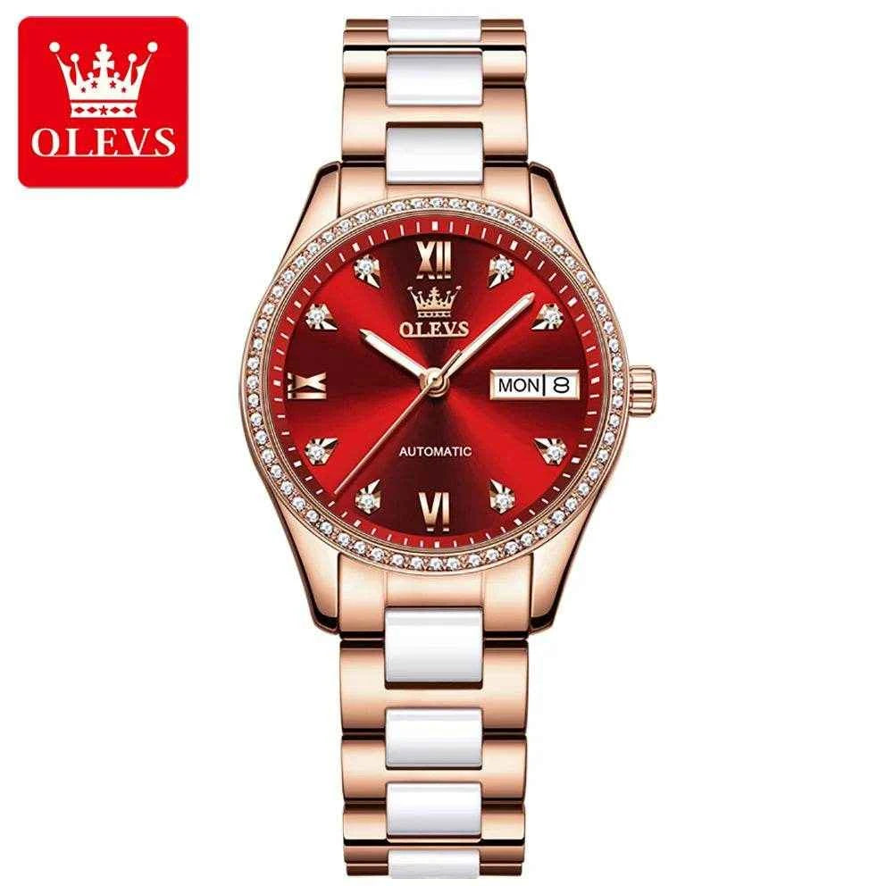 Reloj mecánico OLEVS 6637 de cerámica de lujo