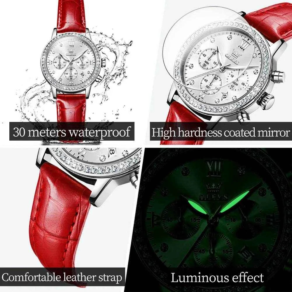 Reloj de piel OLEVS Mujer 9933 – Elegancia y Versatilidad en Cuero Genuino