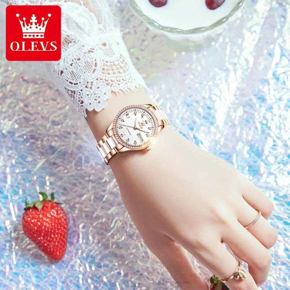 Reloj mecánico OLEVS 6637 de cerámica de lujo