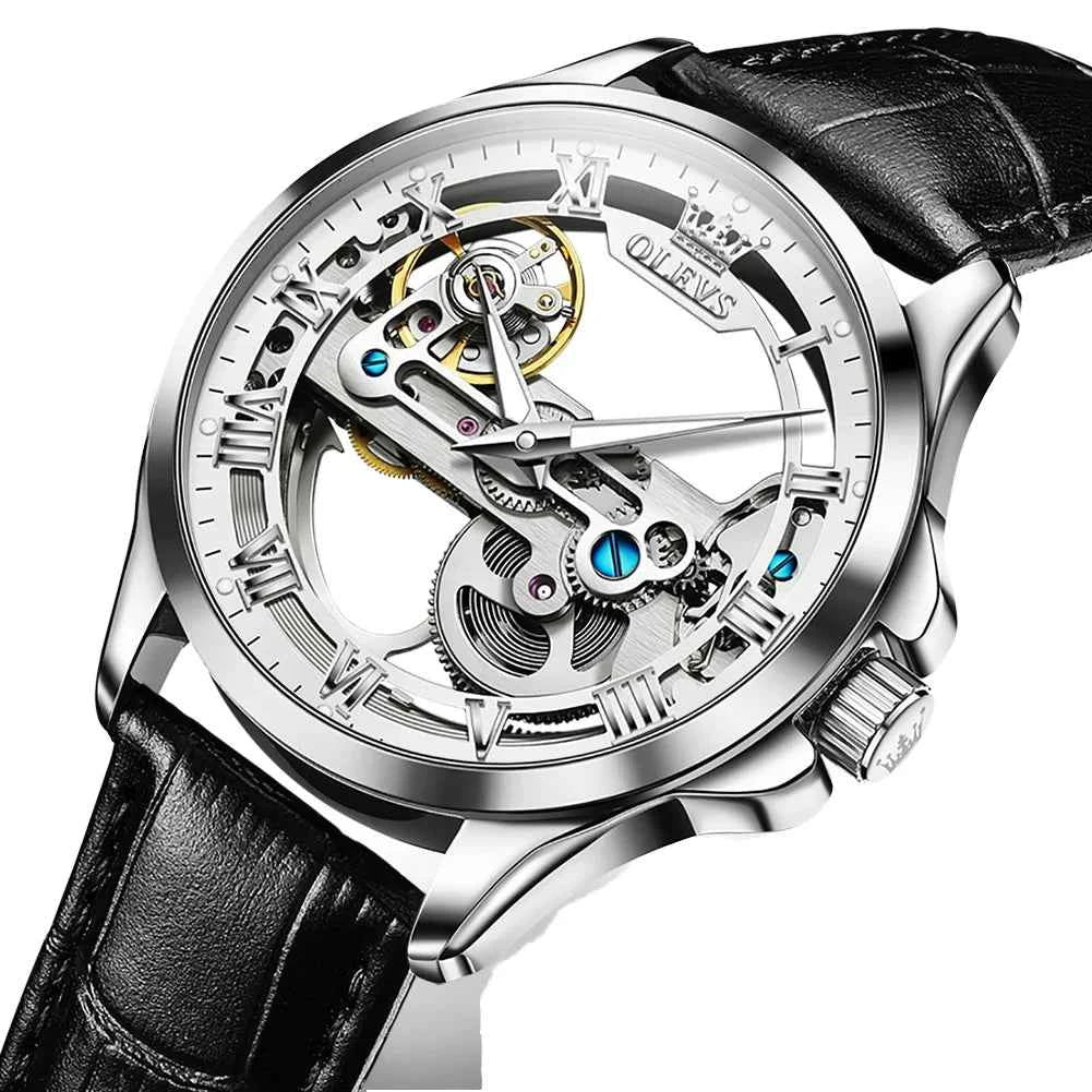 Reloj automático de lujo OLEVS de 41mm con tourbillon, impermeable
