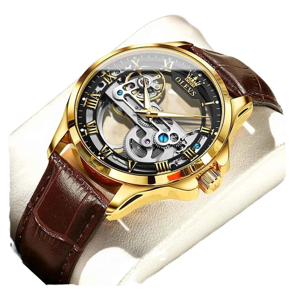 Reloj automático de lujo OLEVS de 41mm con tourbillon, impermeable