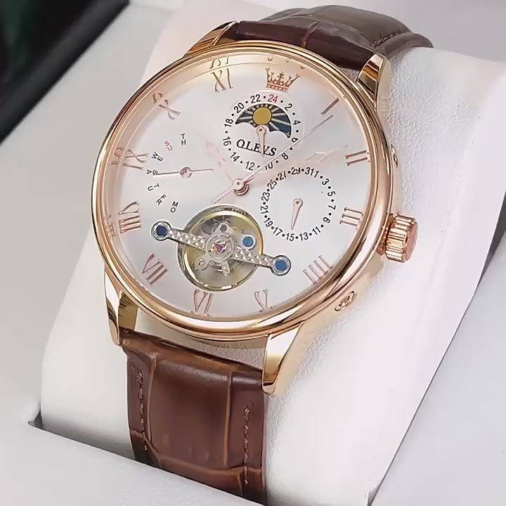 Reloj OLEVS 7009 Hombre Cuero de Estilo Elegantemente Clásico