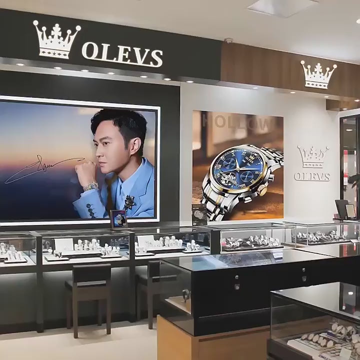 Reloj de lujo OLEVS 9945 para parejas elegantemente diseñados